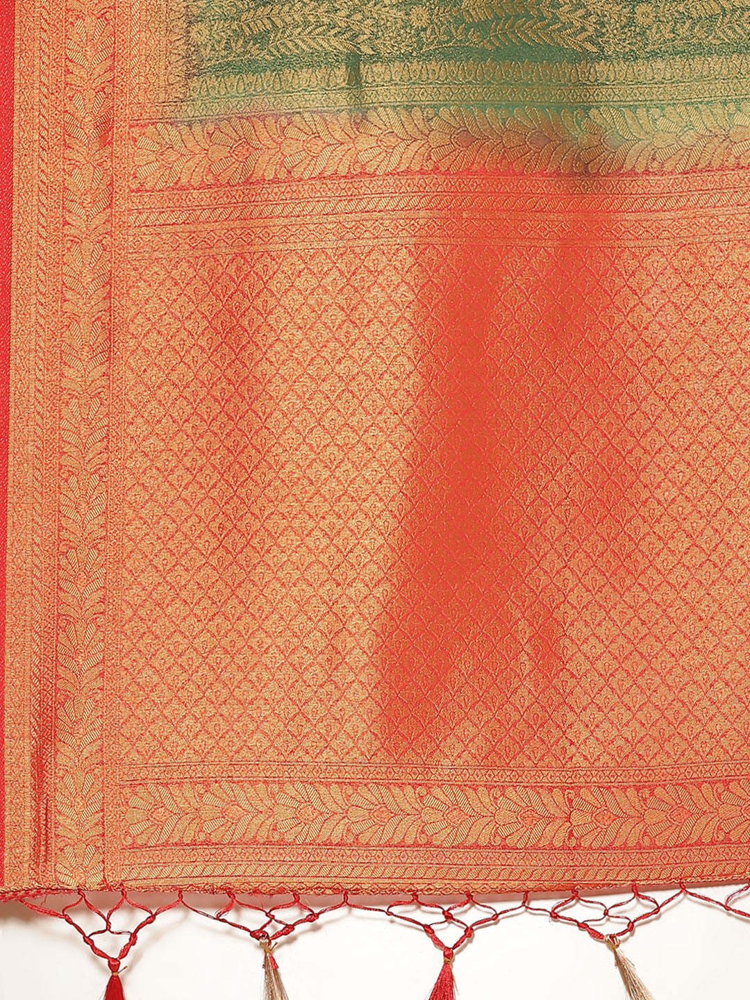Brocade Zari Jaal Art Handloom Saree  with Contrast Blouse