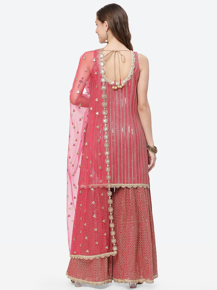 Sequenece Georgette Stitched Salwar Kameez With Net Dupatta