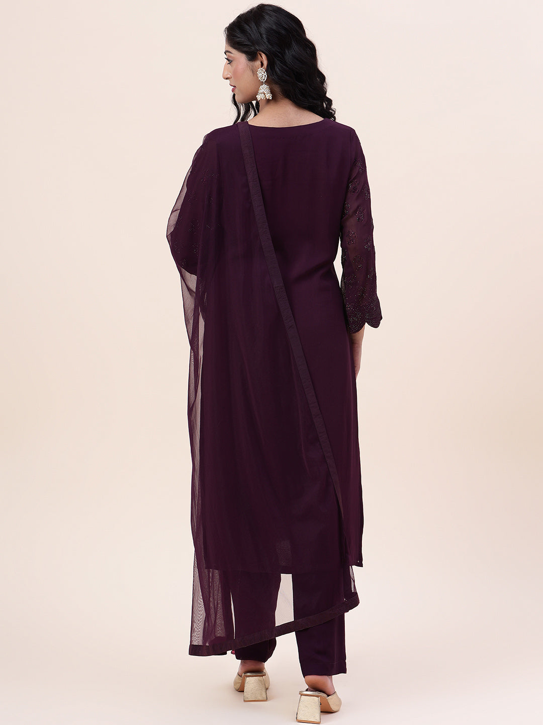 Swarovski Georgette Kurta With Sharara &amp; Dupatta