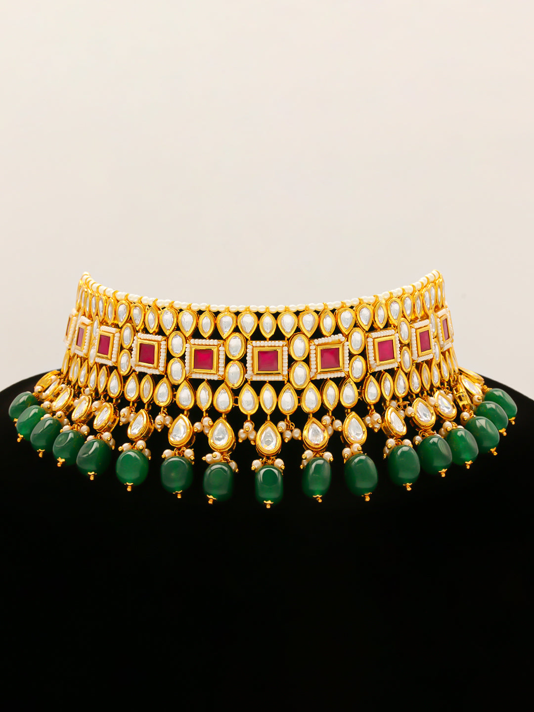 Gold Plated Kundan Necklace With Earrings