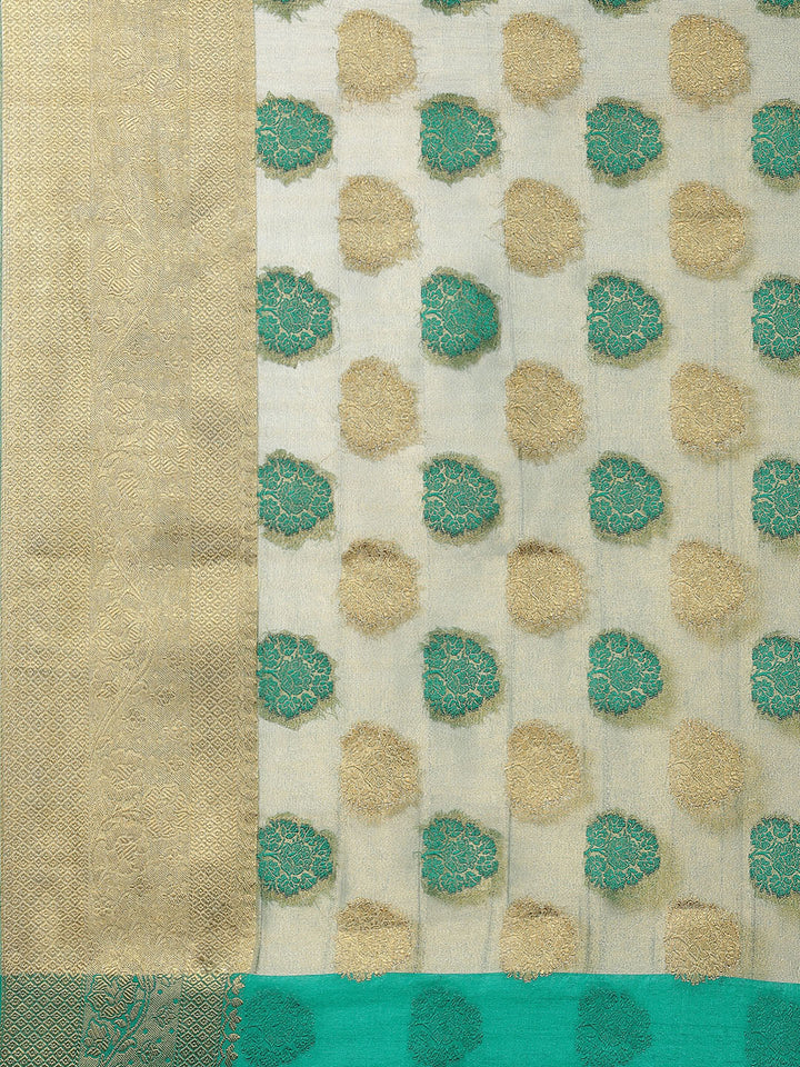 Zari Border Booti Art HAndloom Woven Saree