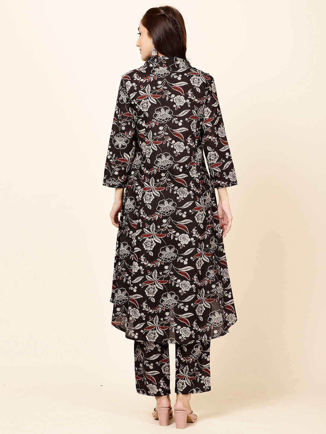 Floral Printed Cotton Kurta With Pants