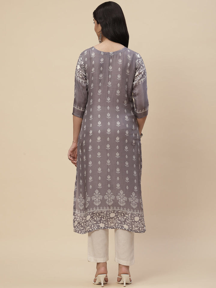 Neck Mirror Work  Printed Cotton Kurta