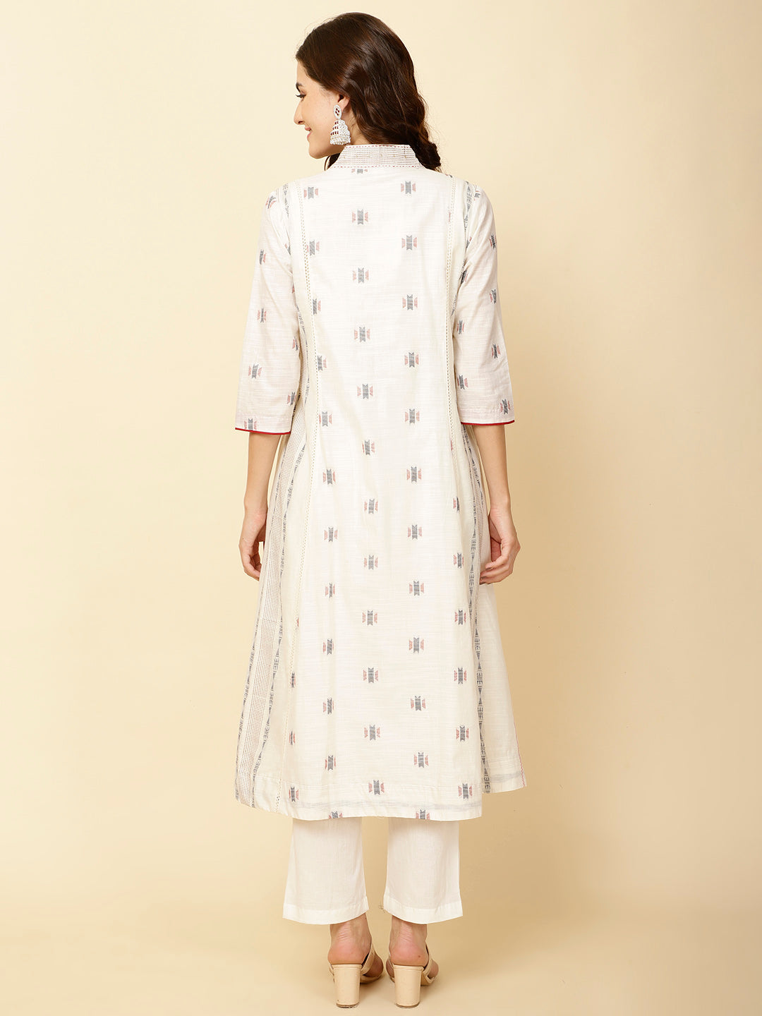 Woven Cotton Kurta With Pants