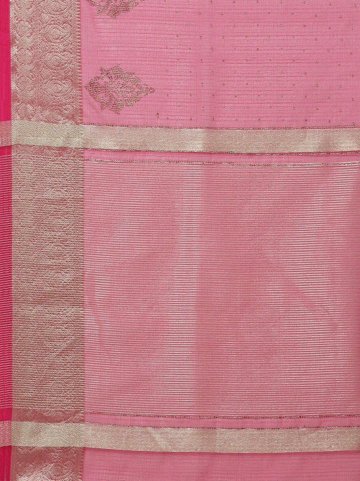 Stone Work Organza Plain Saree