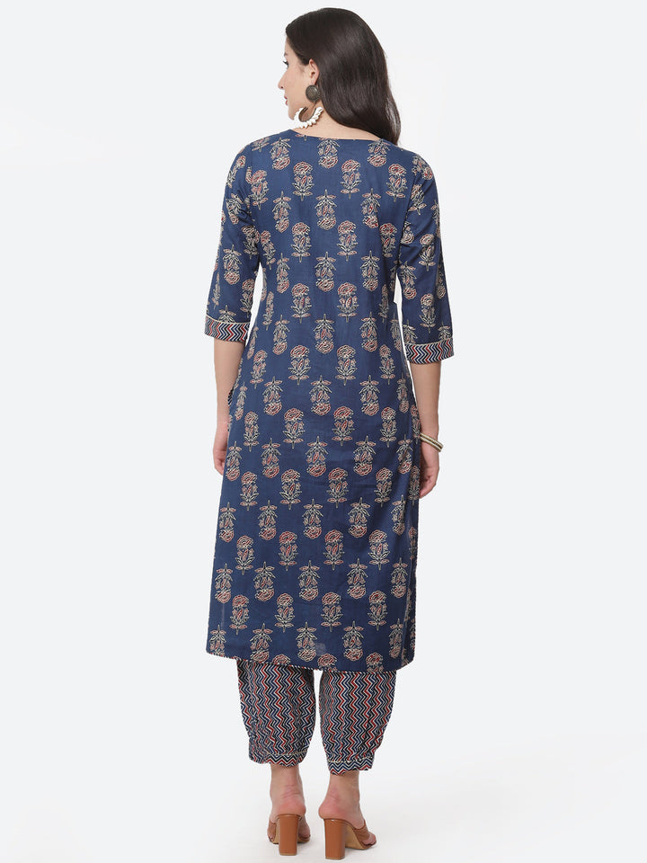 Booti Sequence Cotton Kurti With Afghani Pant