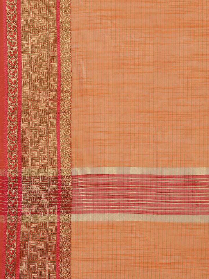 Plain Zari Border Cotton Woven Saree