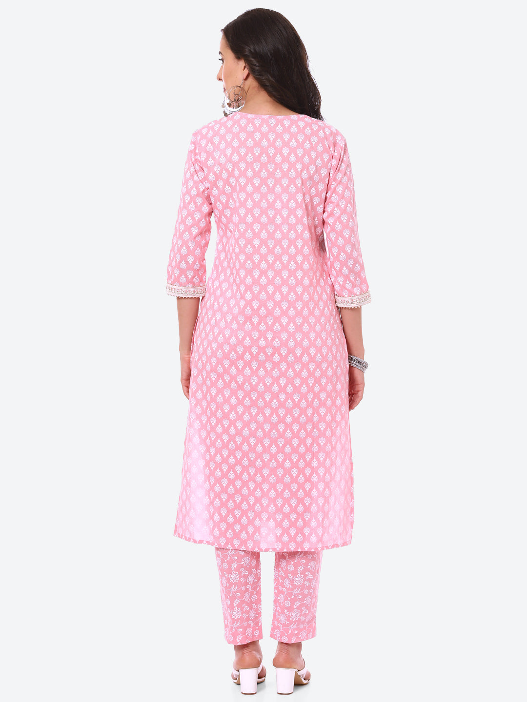 Sequin Work Printed Cotton Kurta With Pant