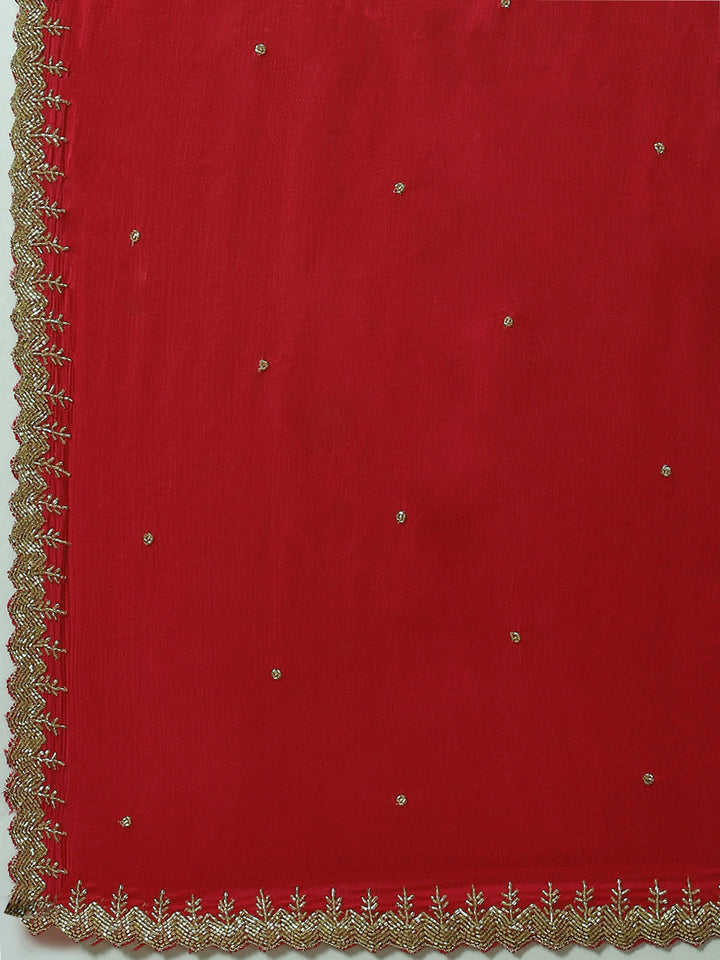 Cutdana Embroidered Chinnon Saree