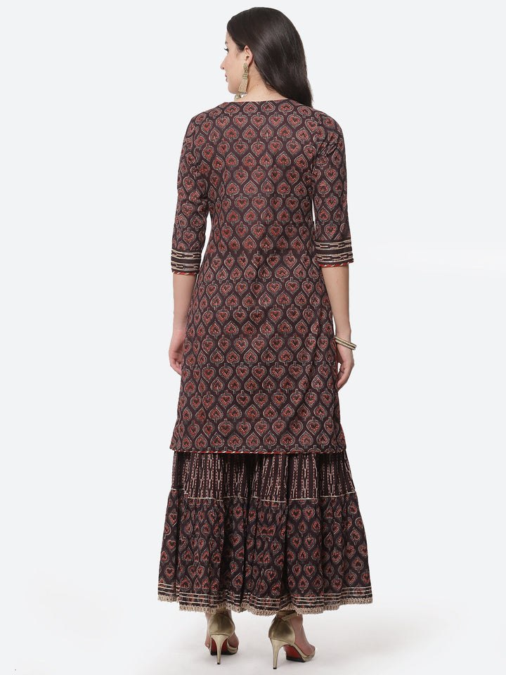 Printed Gota Patti Cotton Kurti With Sharara