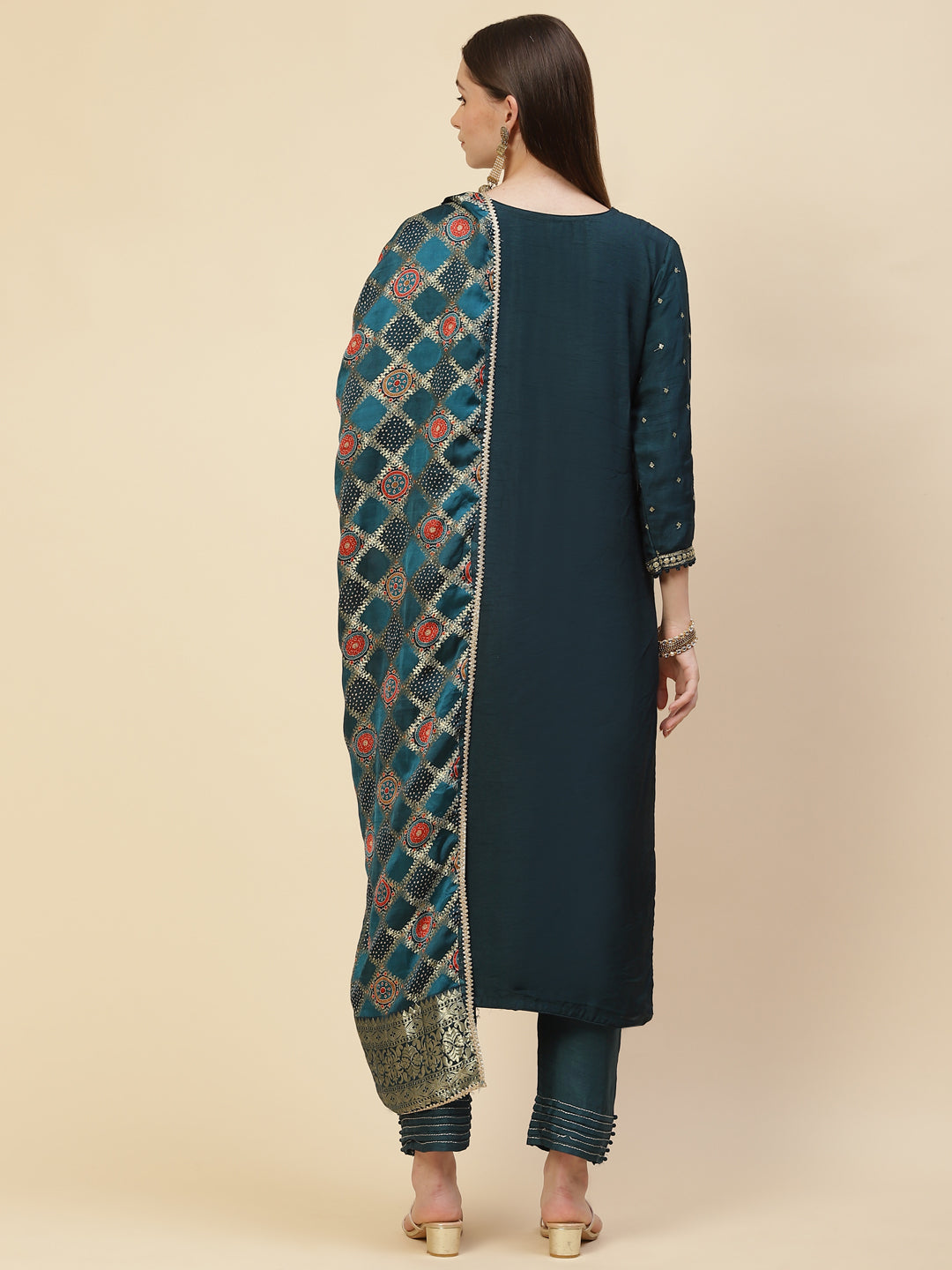 Zari Booti Handloom Kurta With Pants &amp; Dupatta