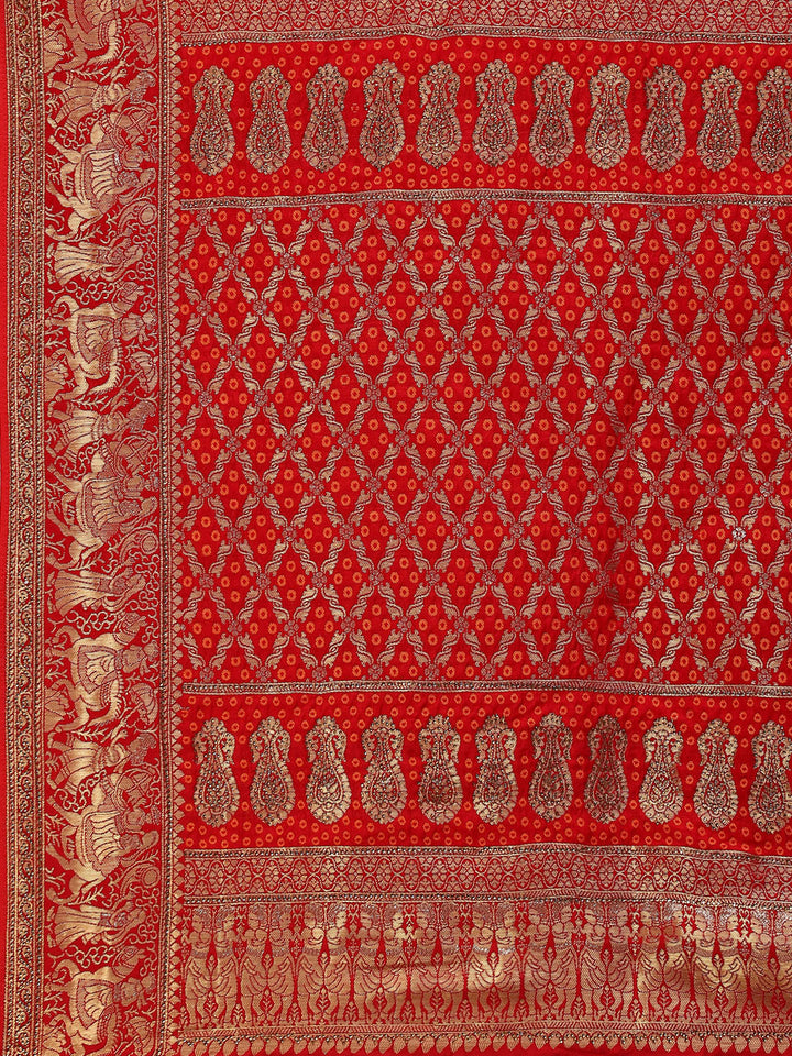 Bandhej Banarasi Woven Saree