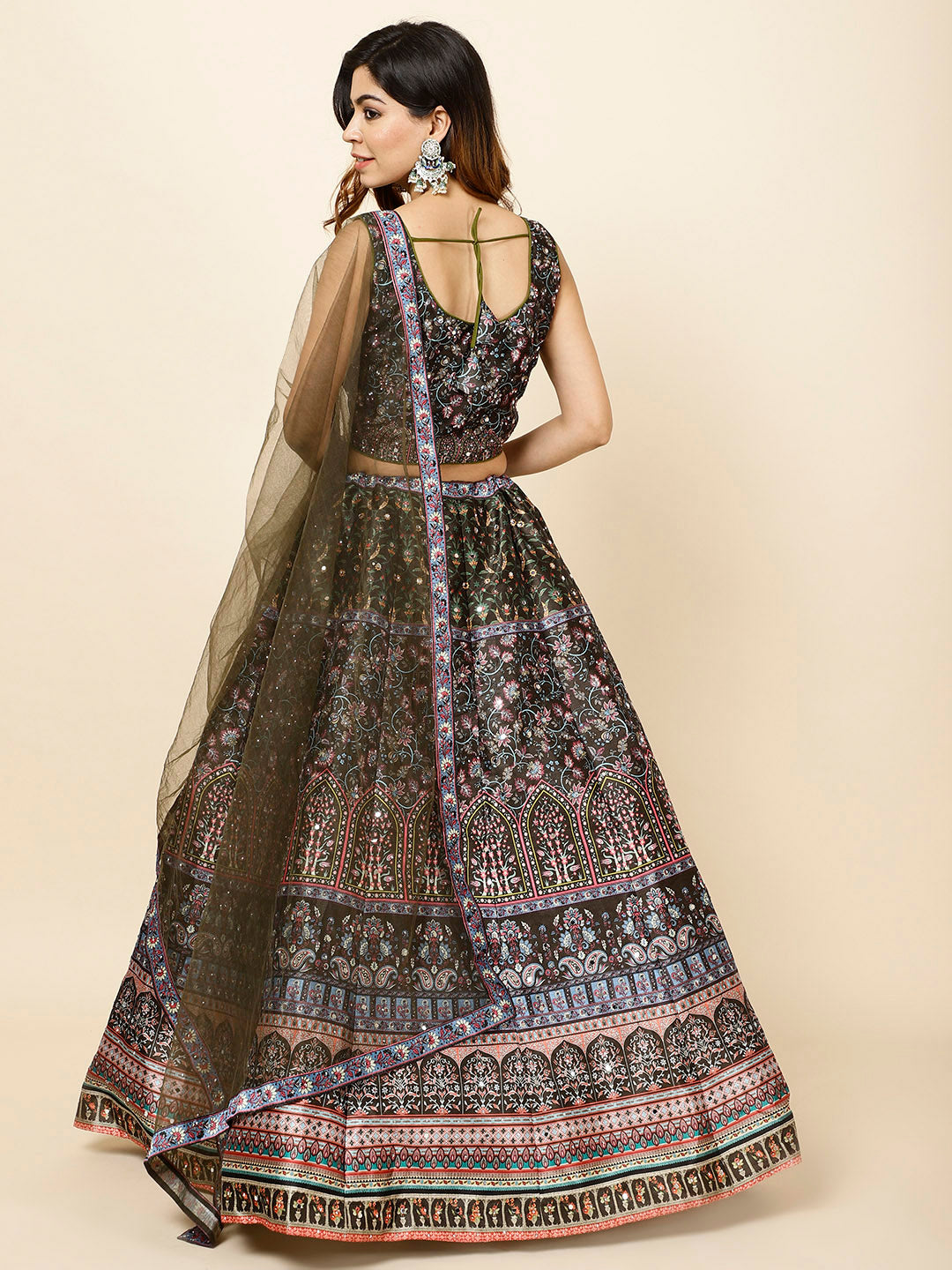 Floral Printed Handloom Choli With Lehenga &amp; Dupatta