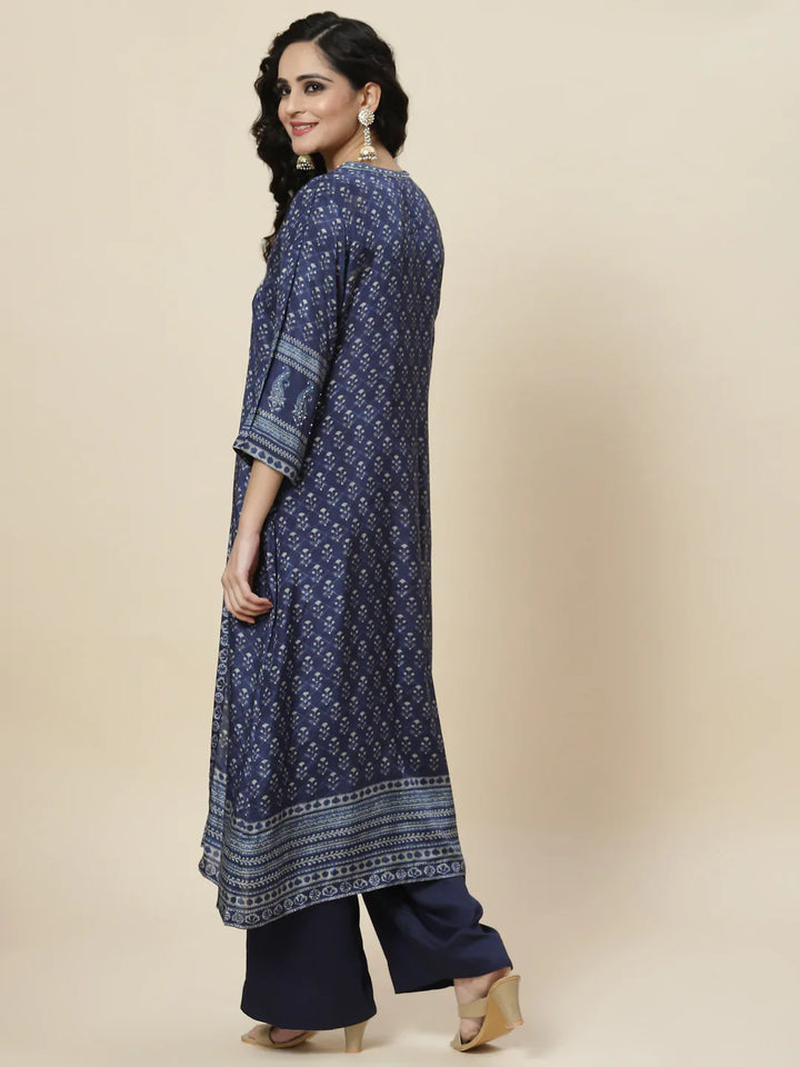 Printed Crepe Kurta With Palazzo