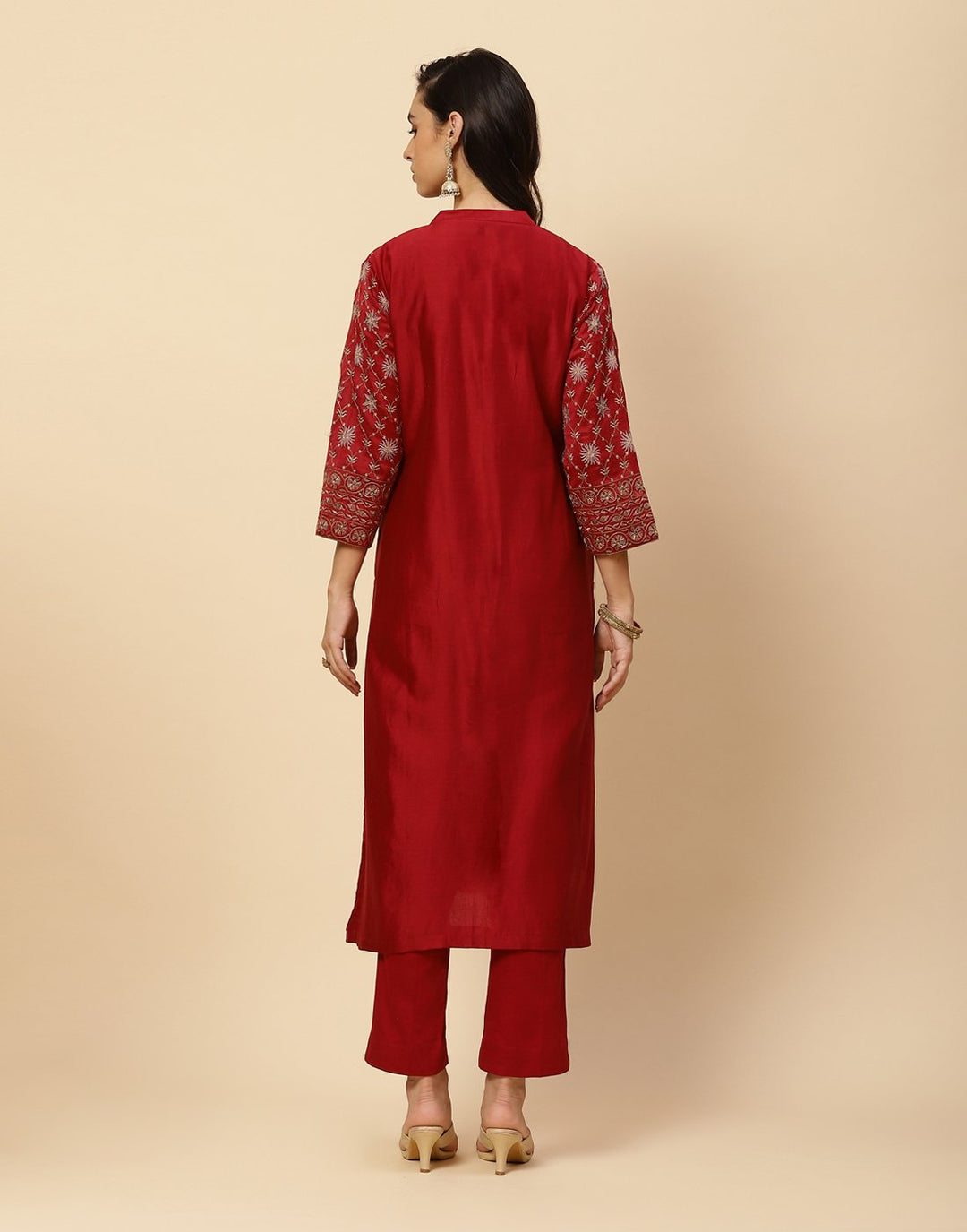 Resham Jaal Embroidered Cotton Chanderi Salwar Kameez Stitched Suit With Chanderi Dupatta