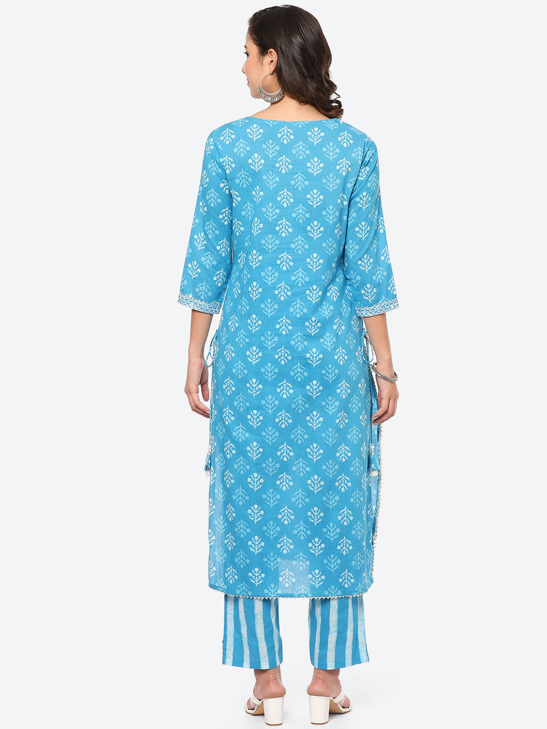Sequin Work Printed Cotton Kurta With Pant