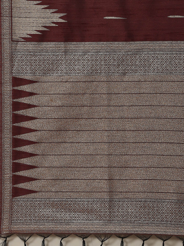 Zari Border Booti Tussar Woven Saree