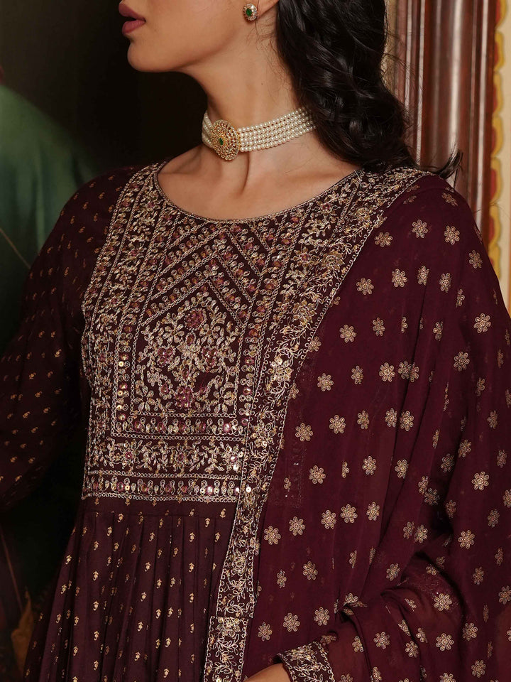 Neck Embroidered Cotton Kurta With Palazzo &amp; Dupatta
