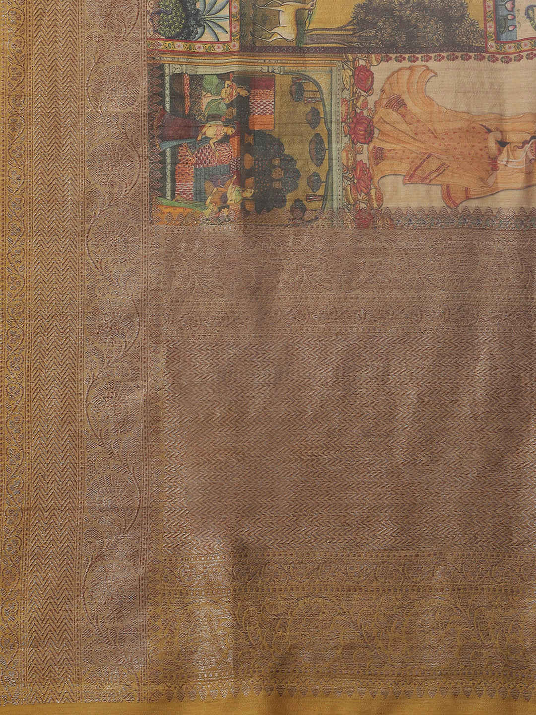 Digitally Floral Printed Tussar Saree