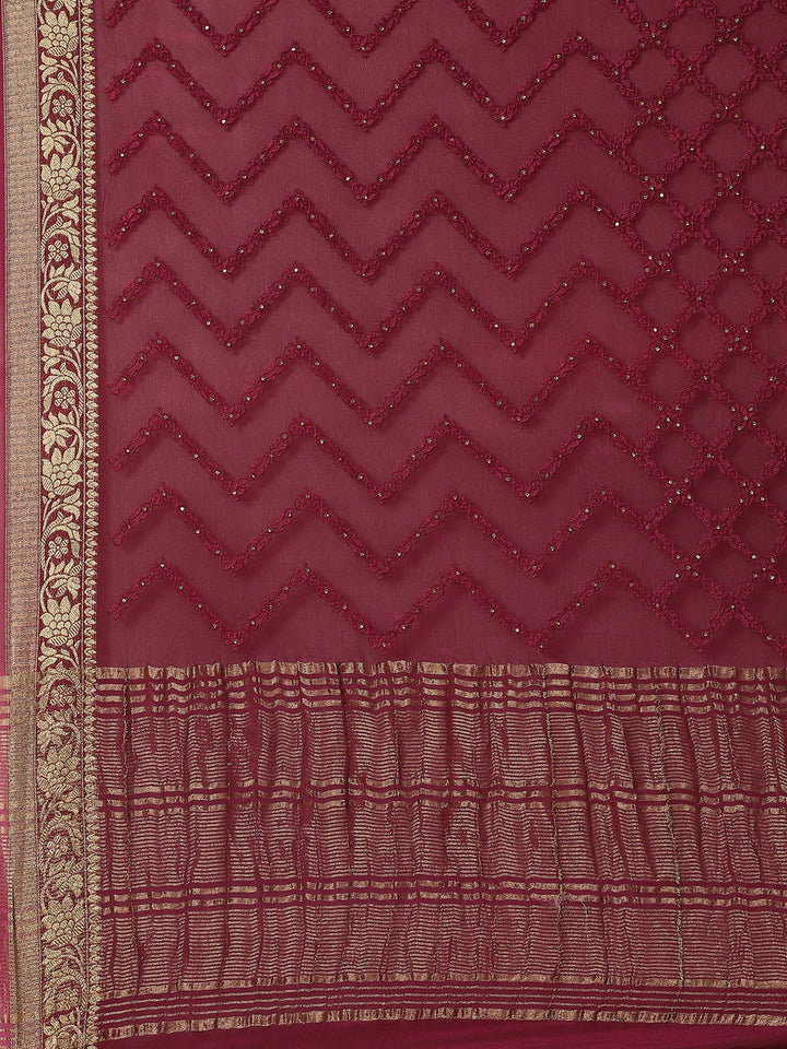 Embroidered Crepe Saree