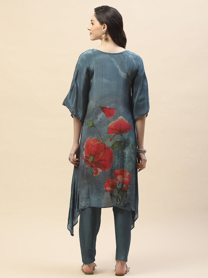 Printed Crepe Kurta With Pants