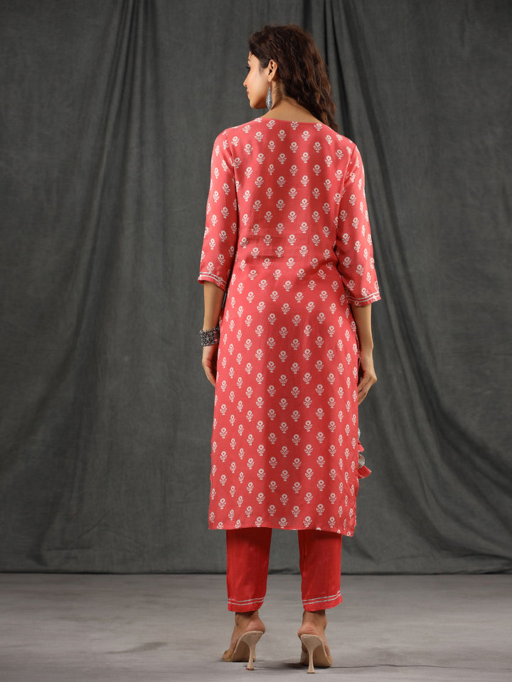 Floral Printed Muslin Kurta With Pants