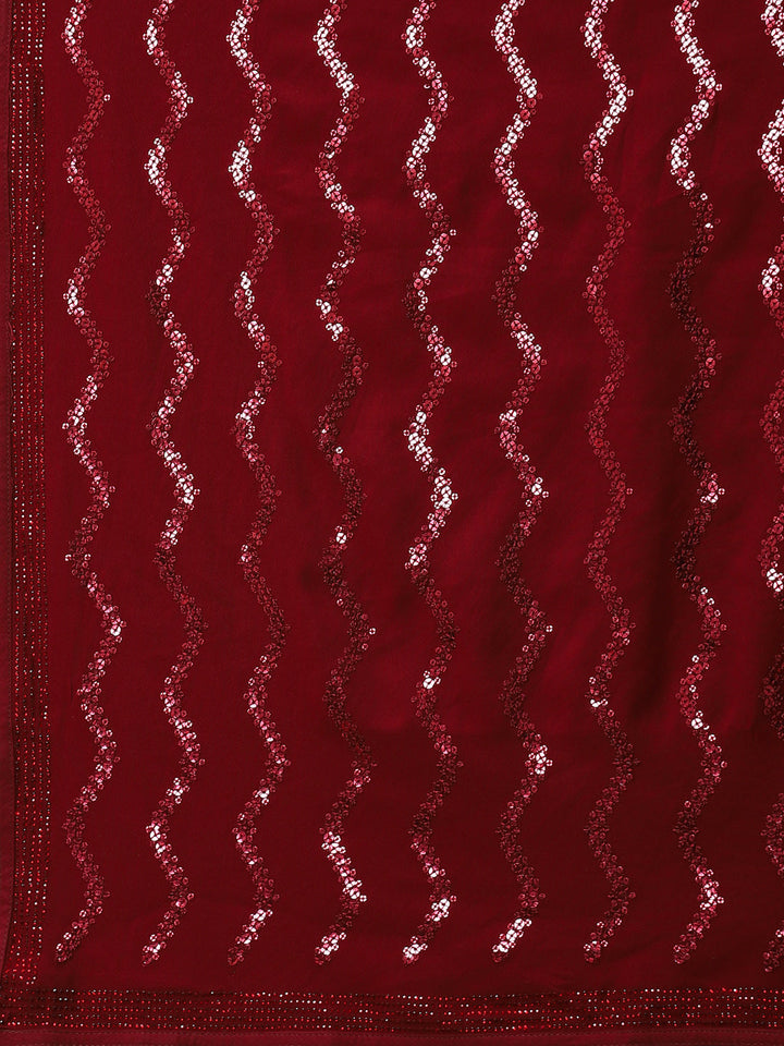 Sequin Embroidered Crepe Saree