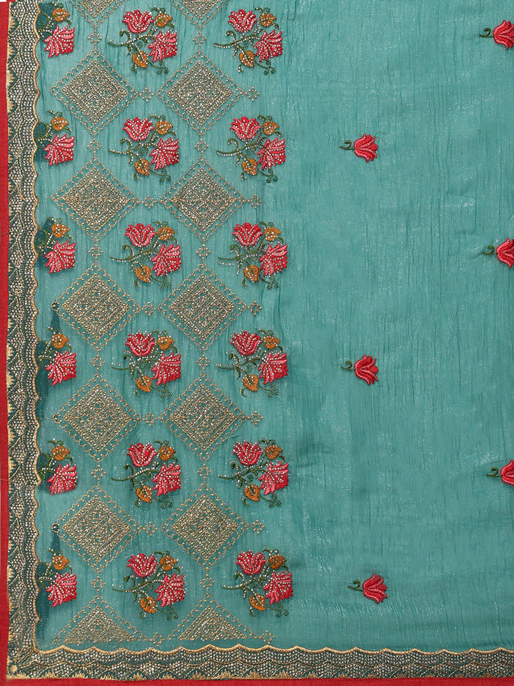 Embroidery Border Organza Saree