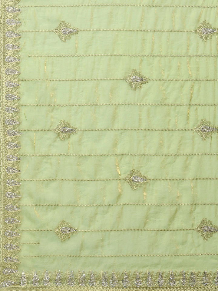 Zari Border Booti Organza Saree