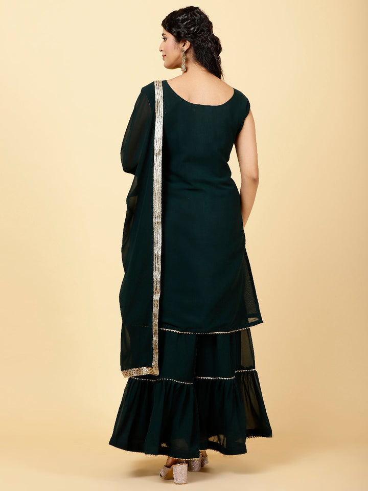 Sequen Georgette Kurta With Garara &amp; Dupatta