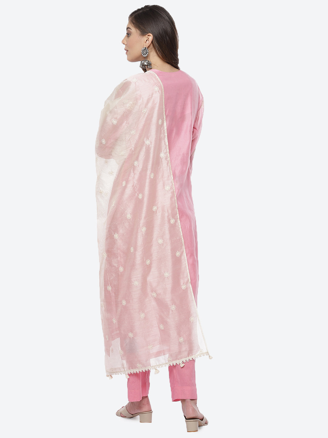 Resham Booti Cotton Stitched Salwar Kameez With Embroidered Chanderi Dupatta