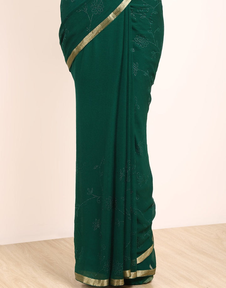 MBZ Meena Bazaar-Yellow Chiffon Saree