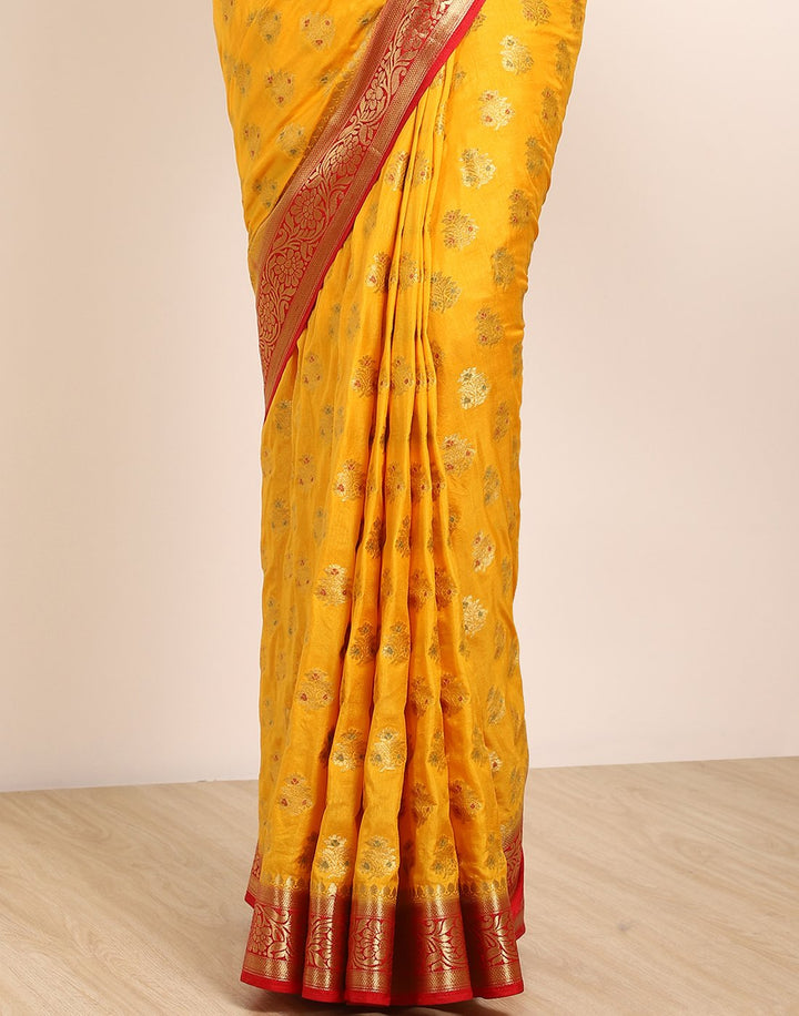MBZ Meena Bazaar-Mustard Art Handloom Saree