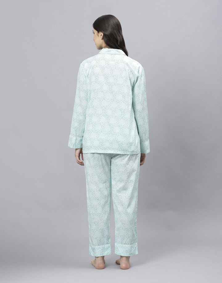 Sea Green Cotton Printed Comfort Wear