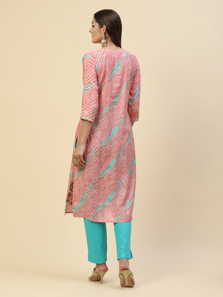 Printed Embroidered Muslin Kurta