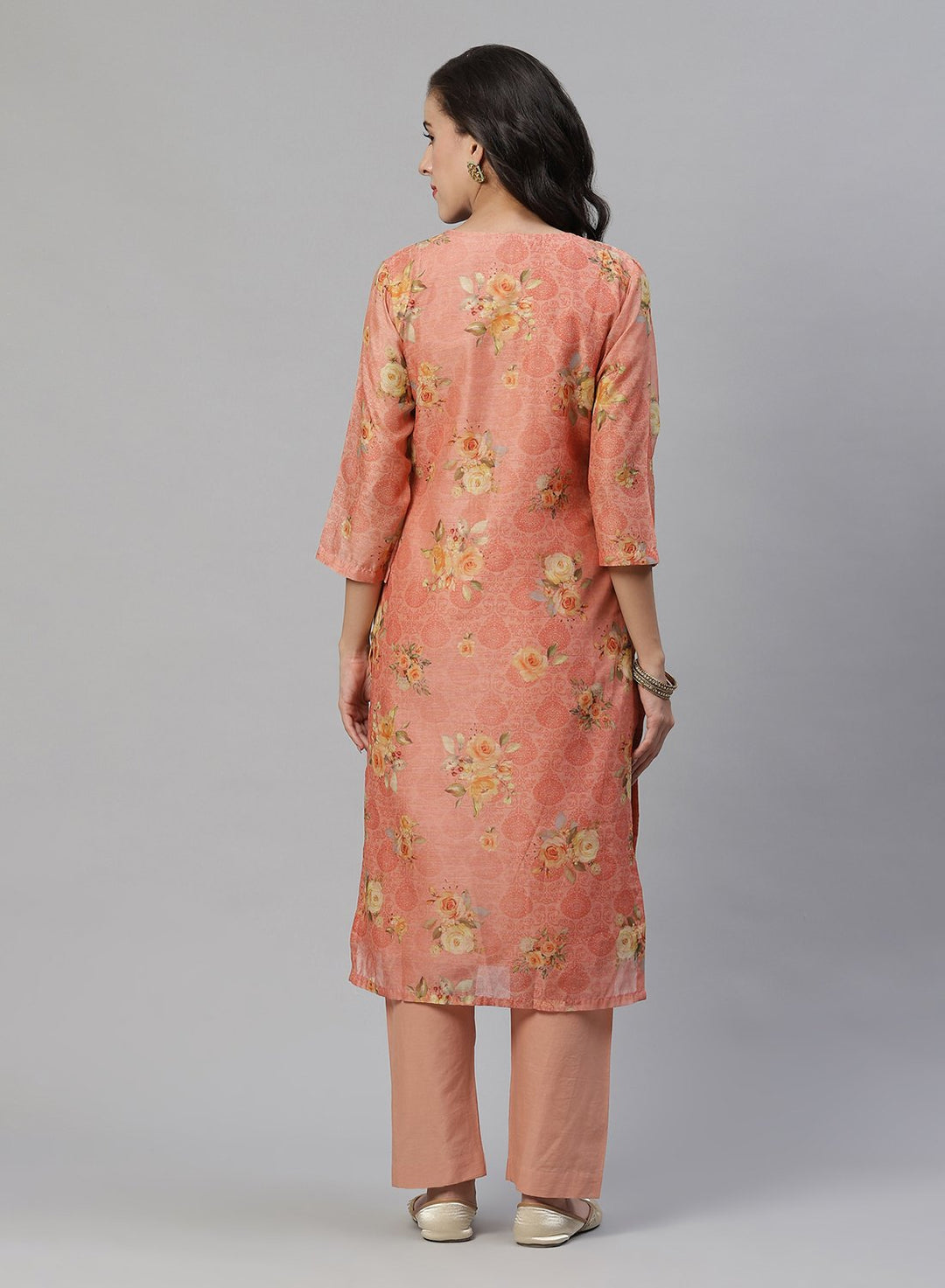 Printed Chanderi Kurti With Pant