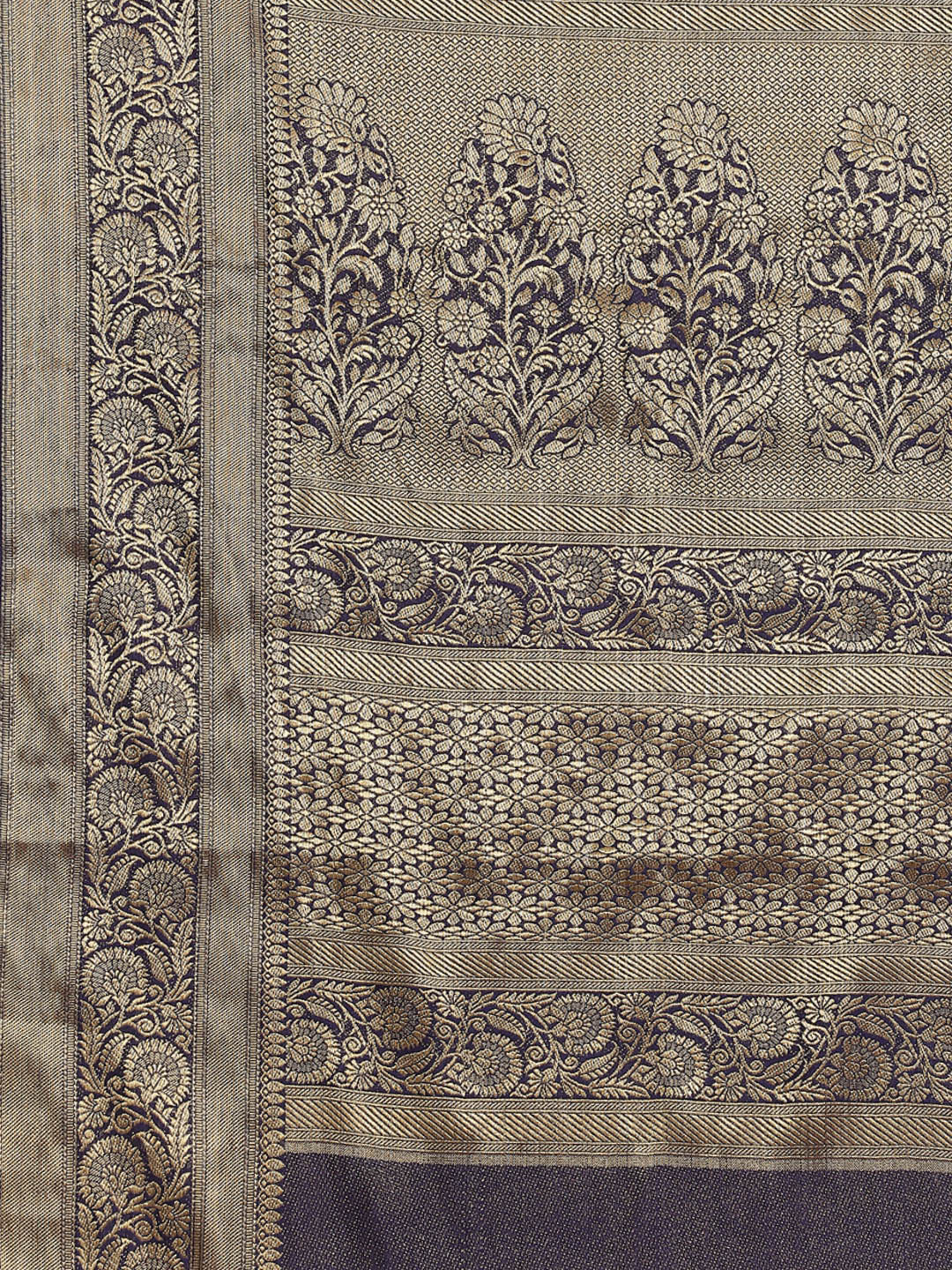 Brocade Zari Booti Art Handloom Woven Saree