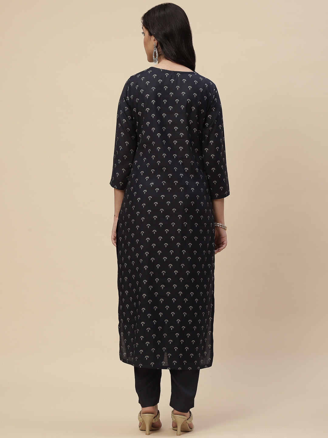 Printed Chanderi Kurta With Pants &amp; Dupatta