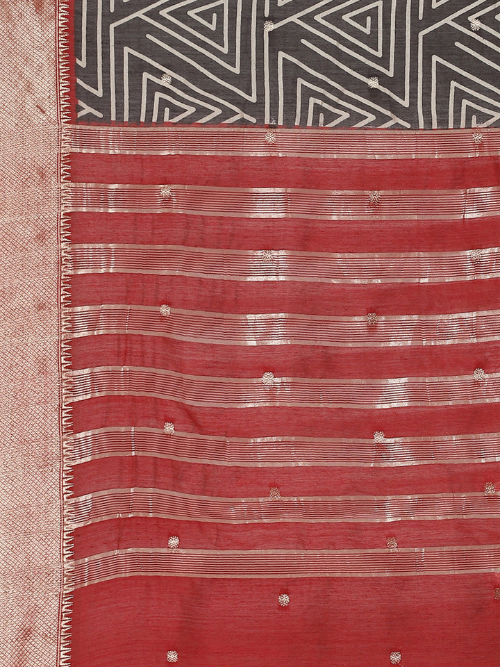 Geometric Printed Handloom Woven Saree
