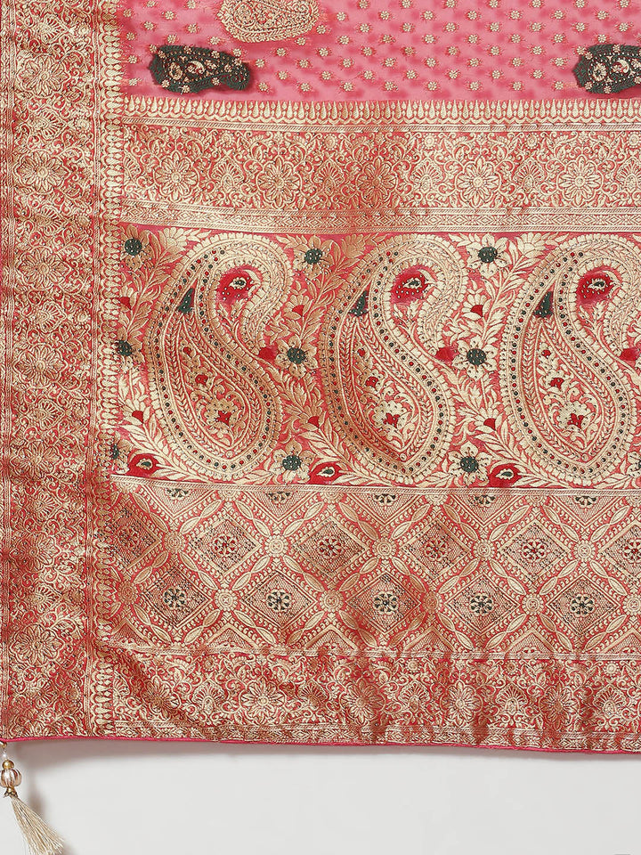 Booti Work Organza Woven Saree