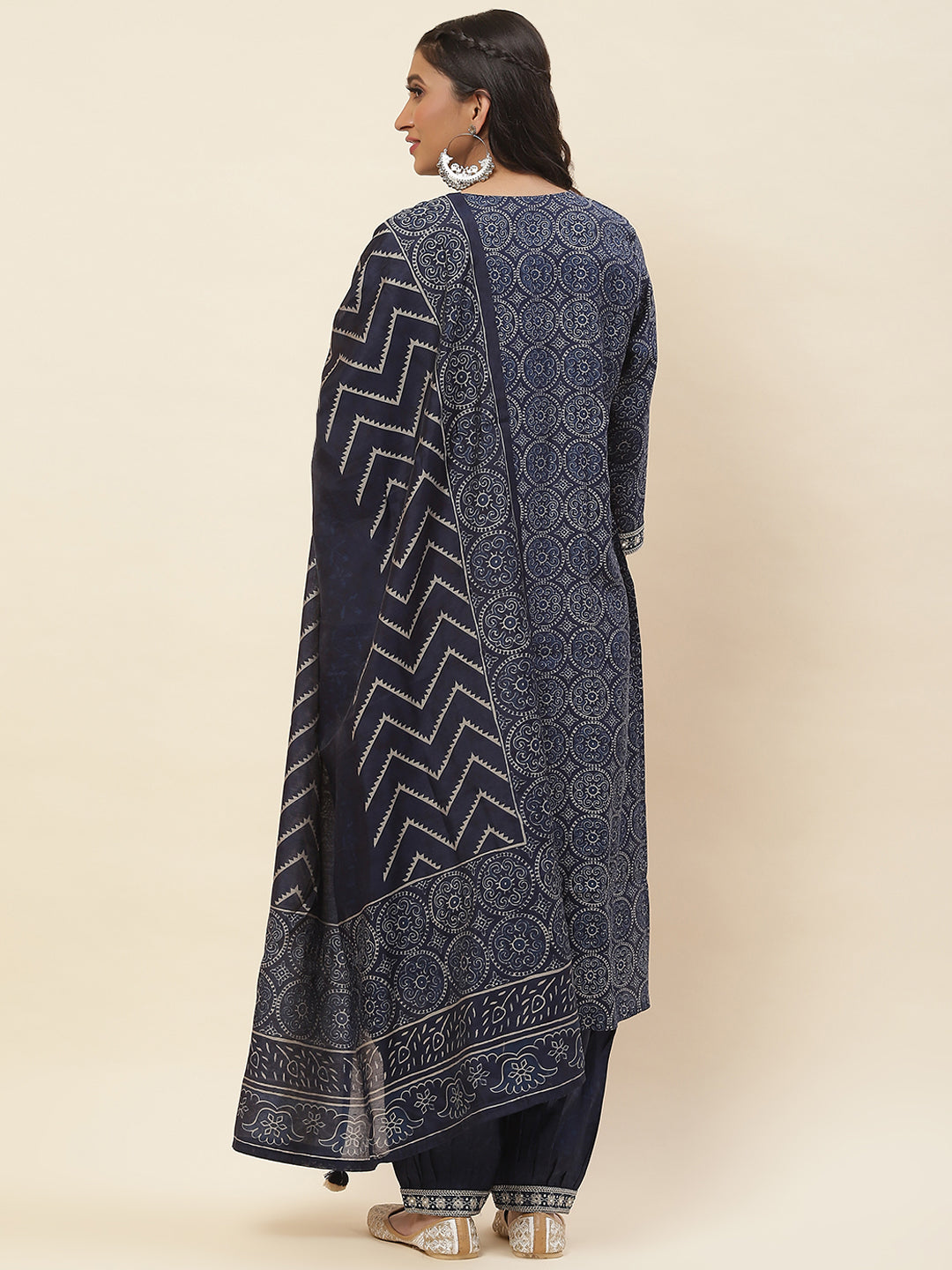 Printed Cotton Kurta With Pants &amp; Dupatta