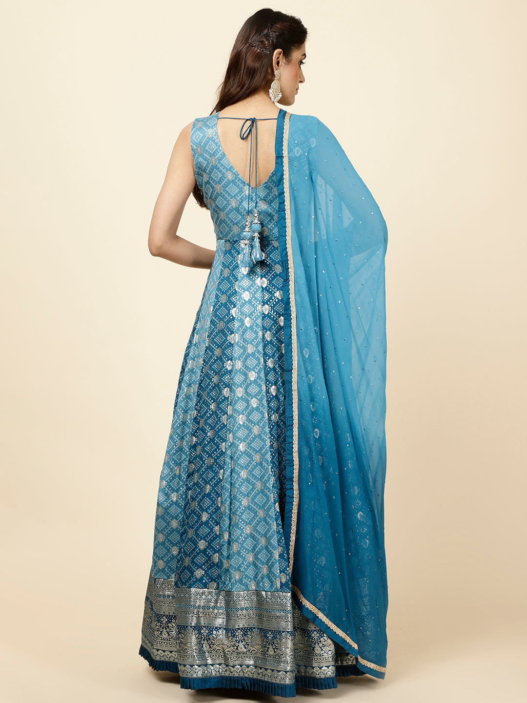 Zari Woven Chanderi Kurta With Dupatta