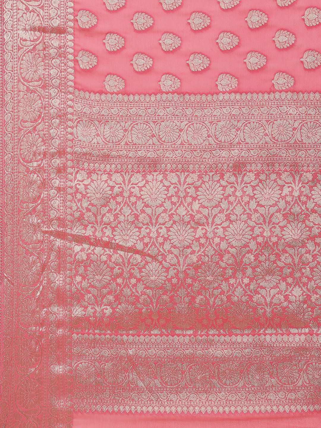 Zari Booti Chiffon Plain Saree