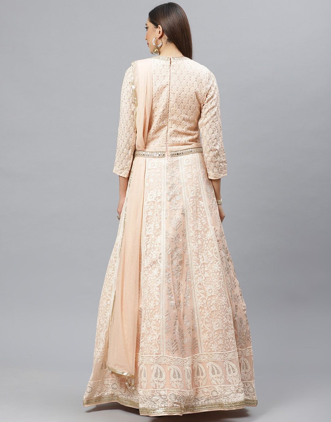 Peach Georgette Anarkali Salwar Kameez