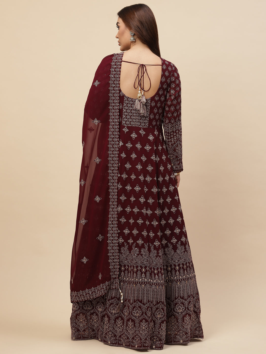 Resham Jaal Georgette Kurta With Churidar &amp; Dupatta