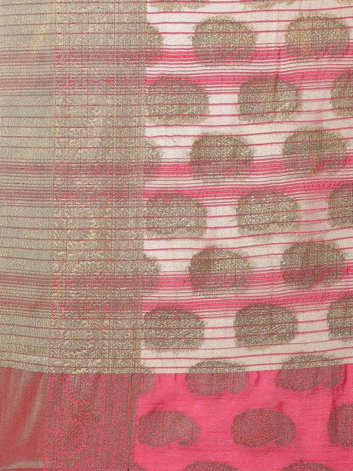 Zari Border Booti Art Handloom Woven Saree