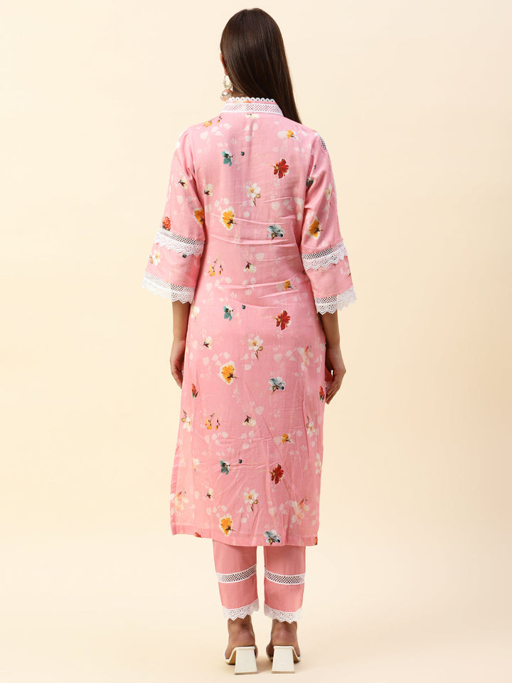 Floral Printed Cotton Kurta With Pants