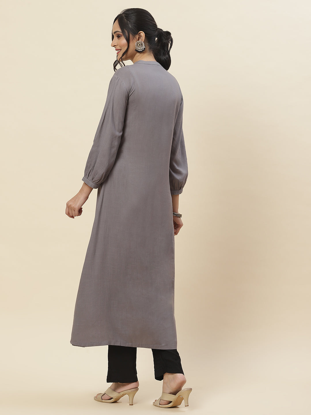 Embroidered Plain Cotton Kurta