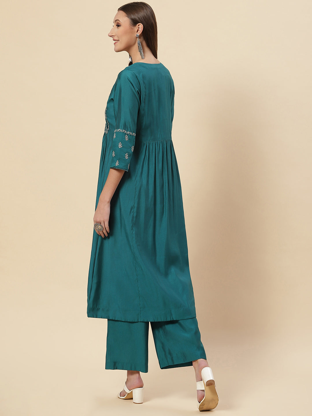 Embroidered Cotton Kurta With Pants