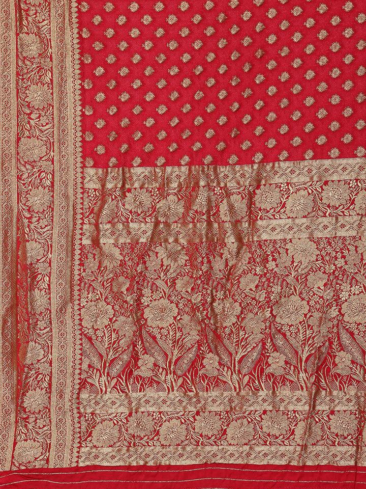 Zari Booti Satin Woven Saree